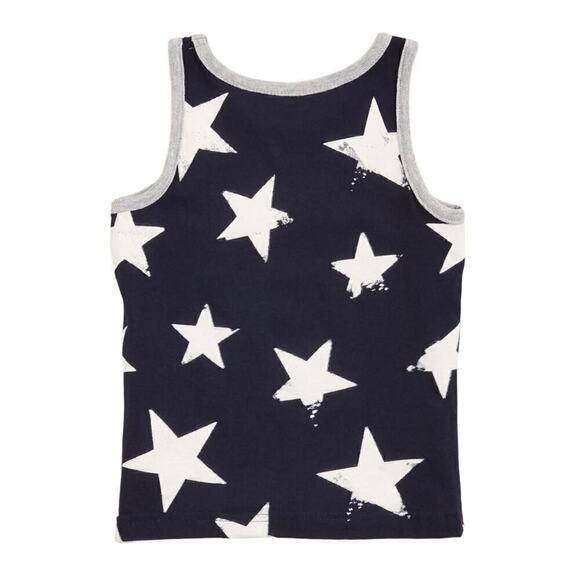 New! French Toast Toddler Boy's Cotton American Patriotic Stars Pocket Tank Top - Picture 2 of 3